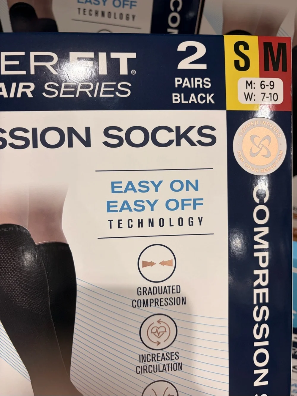 Copper Fit Pro Air Series Compression Socks - Black (2 Pairs)new